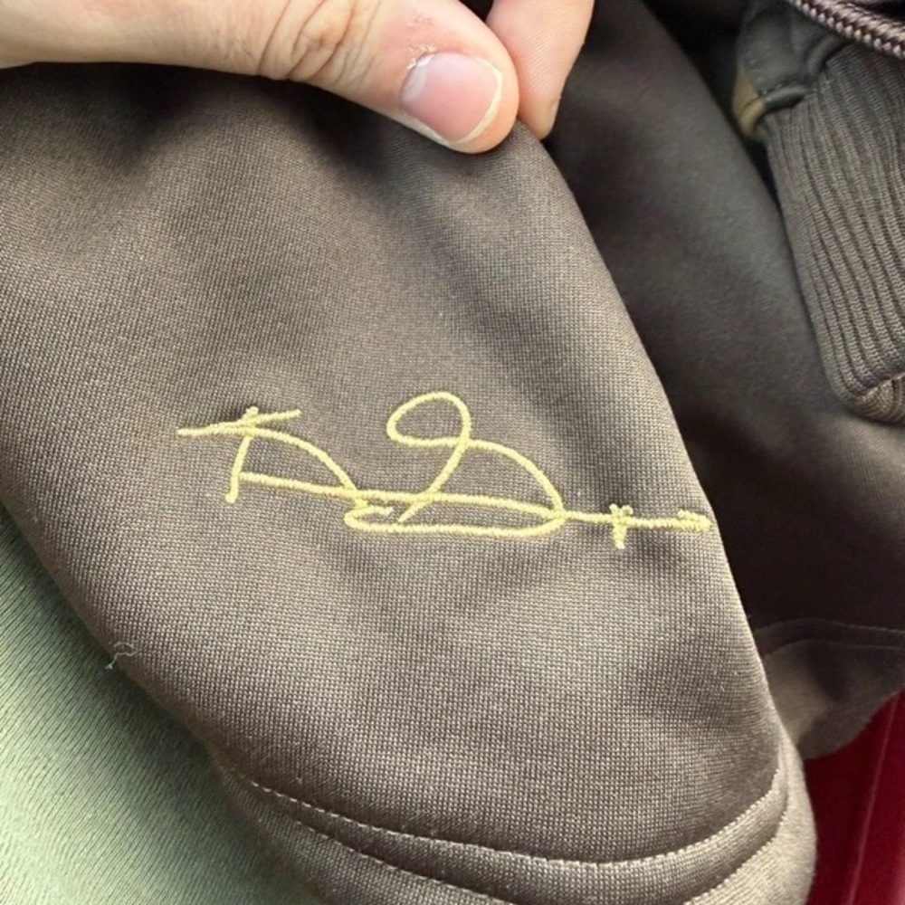 Brown & Tan Pullover Hoodie with Embroidered Logo - Picture 3 of 5